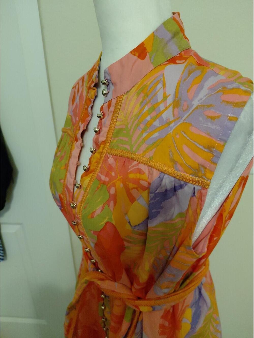 J. Marie Colorful Floral Alara Belted Sleeveless Dress Womens Size L EUC - Picture 5 of 9